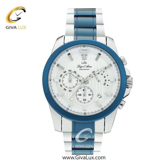 ساعت مچی اورجینال مردانه LdA سه موتوره کرنوگراف نقره ای-آبی | آبی-نقره ای| نقره ای| کد رفرنس 2477